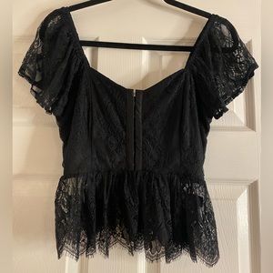 Haute Monde black lace blouse size small